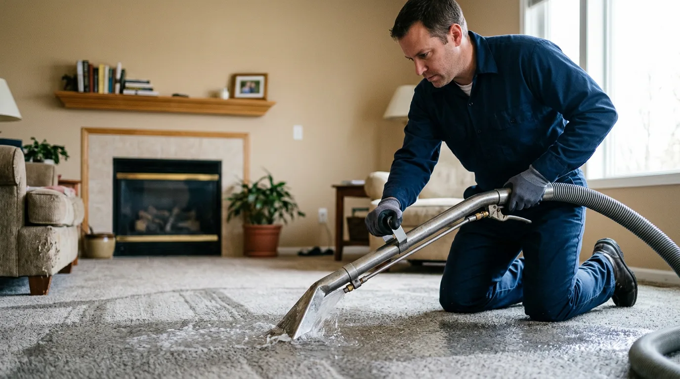 Water damage restoration technician working near Staples, TX